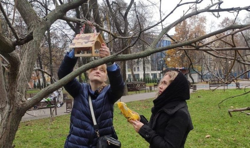 В воронежском парке имени Дурова развесили кормушки для птиц