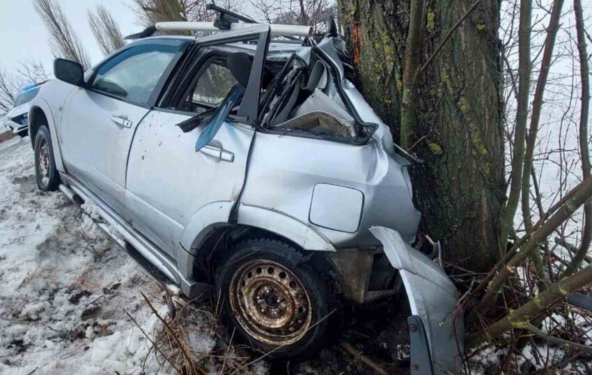 Под Воронежем пострадал водитель Mitsubishi Outlander, врезавшегося в дерево