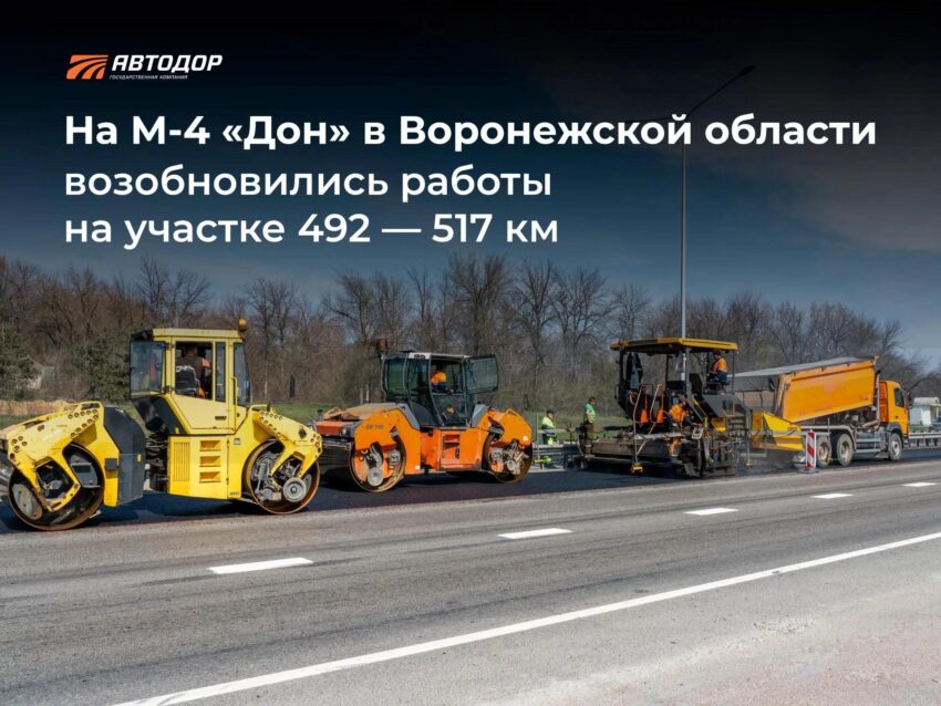 На участке М-4 «Дон» в Воронежской области возобновились работы Авто